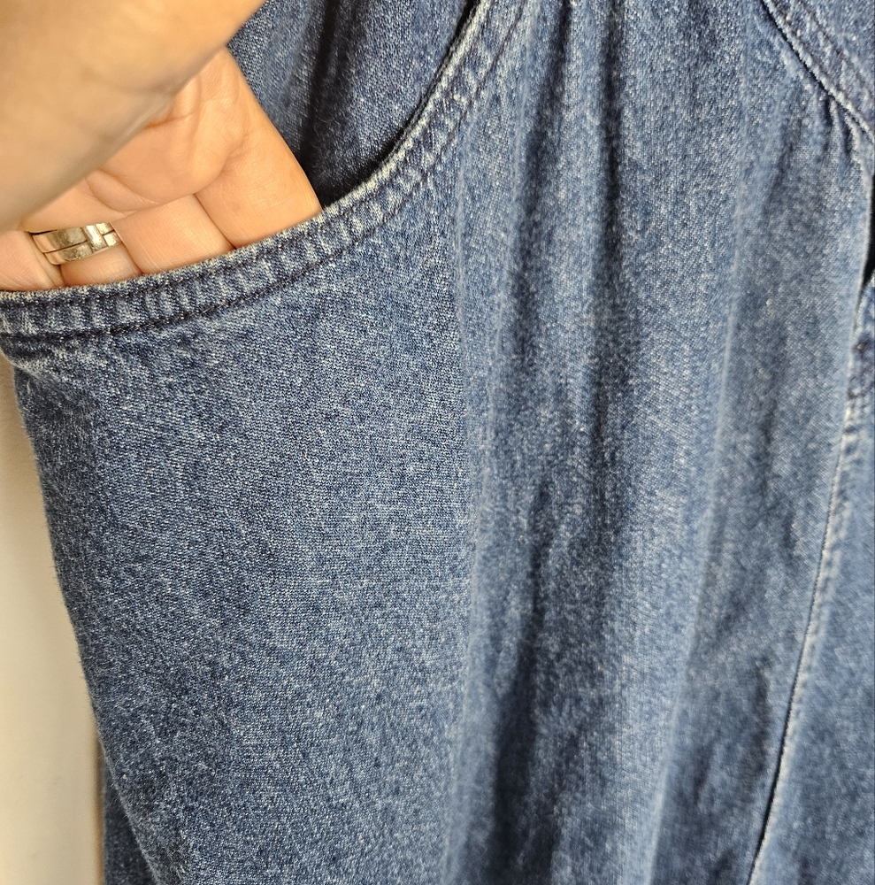 Vintage Calvin Klein Blue Denim Full Skirt High Waist Pockets Sz 6 - Picture 5 of 9